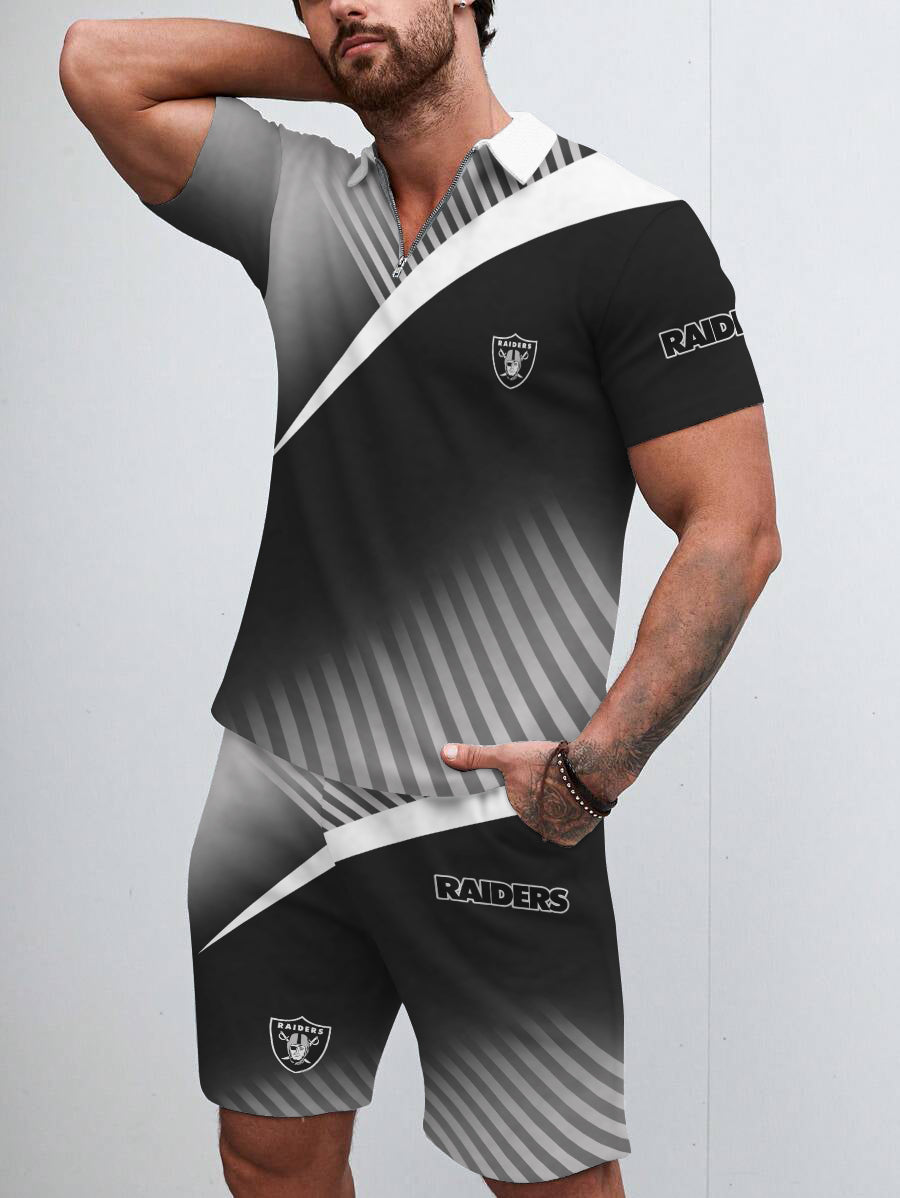 Las Vegas Raiders Limited Edition ZIP Polo Shirt And Shorts Two-Piece Suits