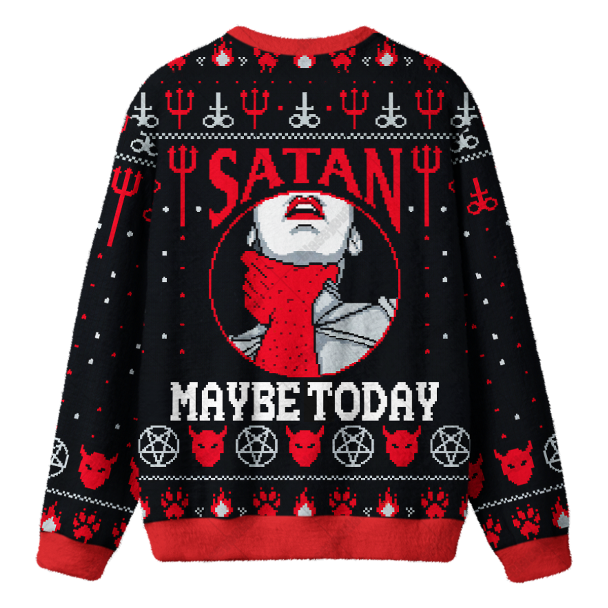 MAYBE TODAY SATAN UGLY CHRISTMAS SWEATSHIRT — image 2
