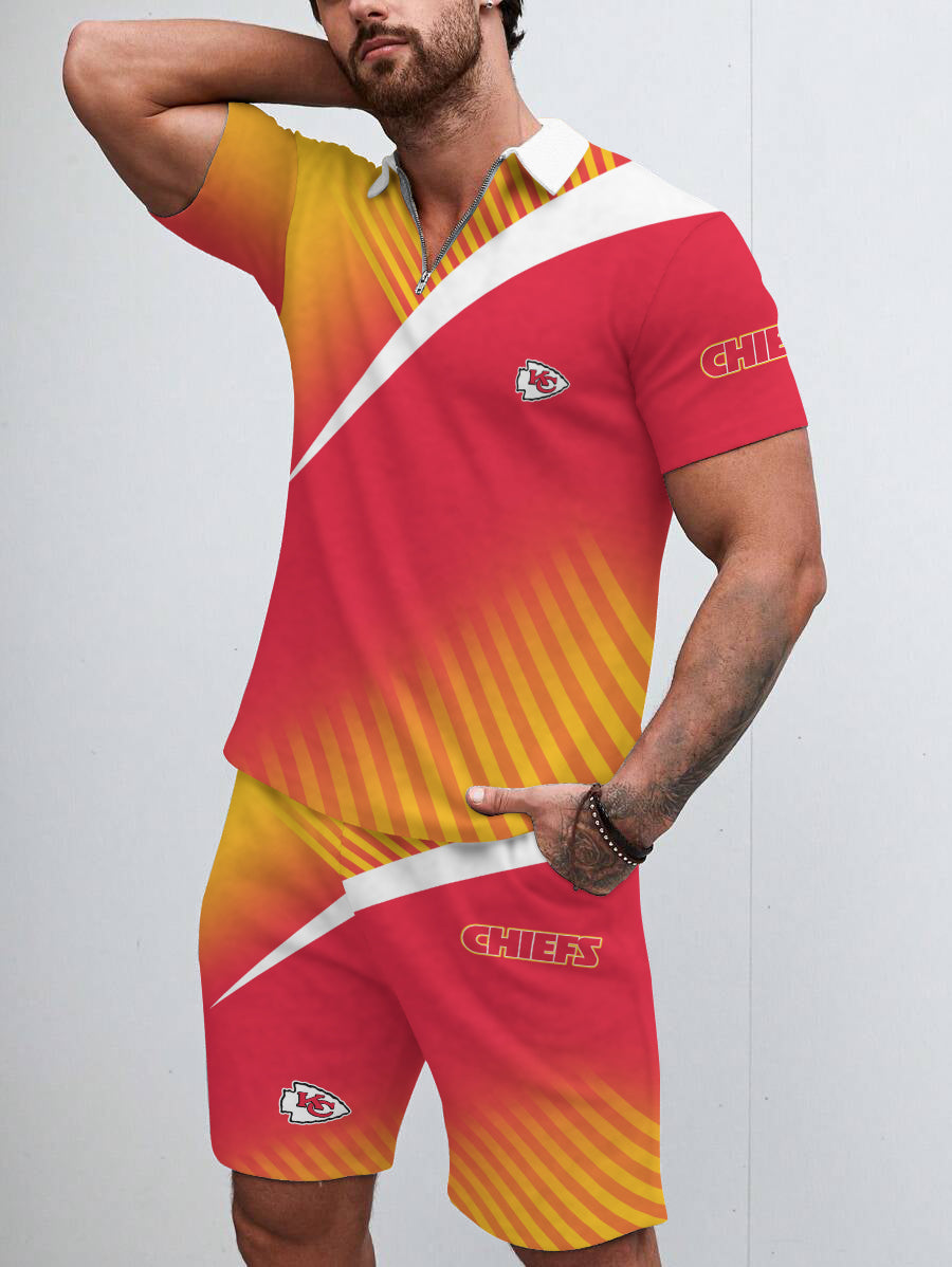 Kansas City Chiefs Limited Edition ZIP Polo Shirt And Shorts Two-Piece Suits