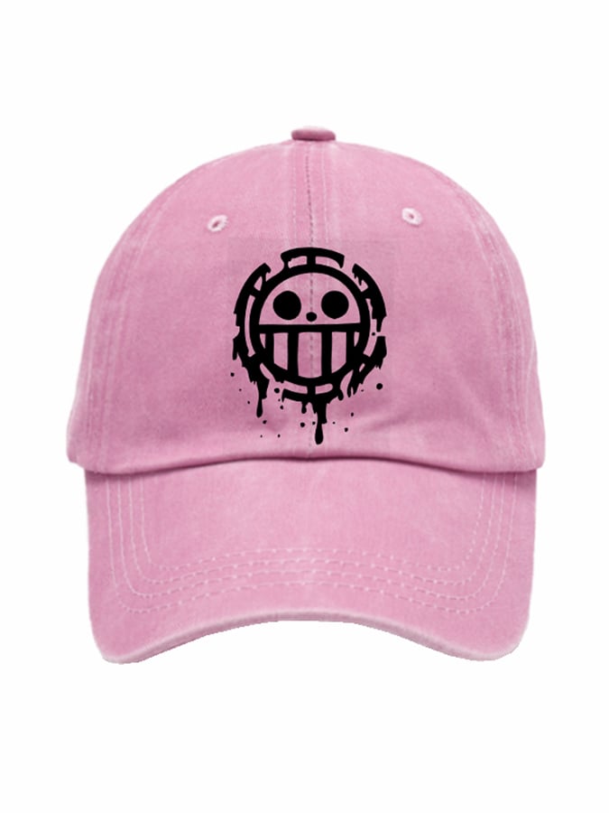 Unisex Distressed Washed Cotton Smiley Hat