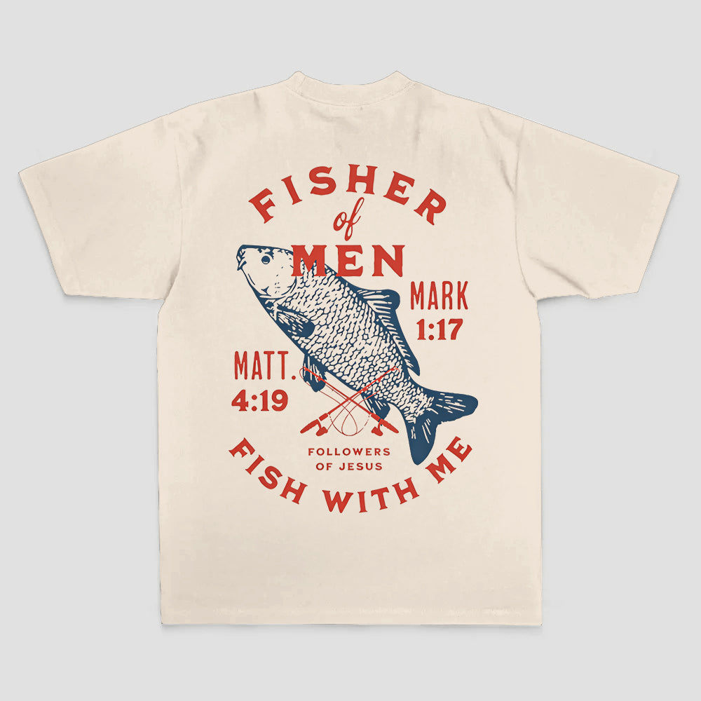 Fisher of men Mark 1:17 Matt. 4:19 Followers of jesus Fish with me Printed Men's T-shirt