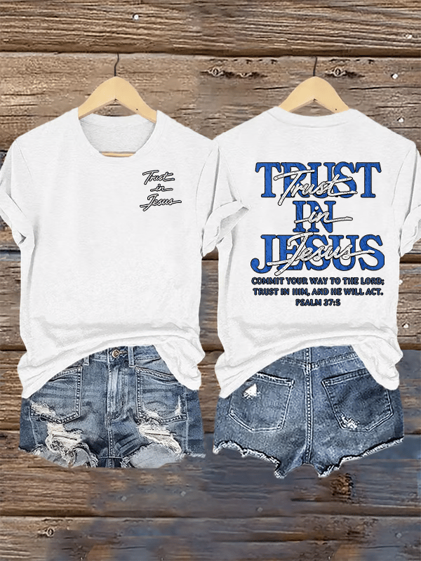 Women's  "Trust in Jesus" 37:5 Bible Verse Design Print T-Shirt
