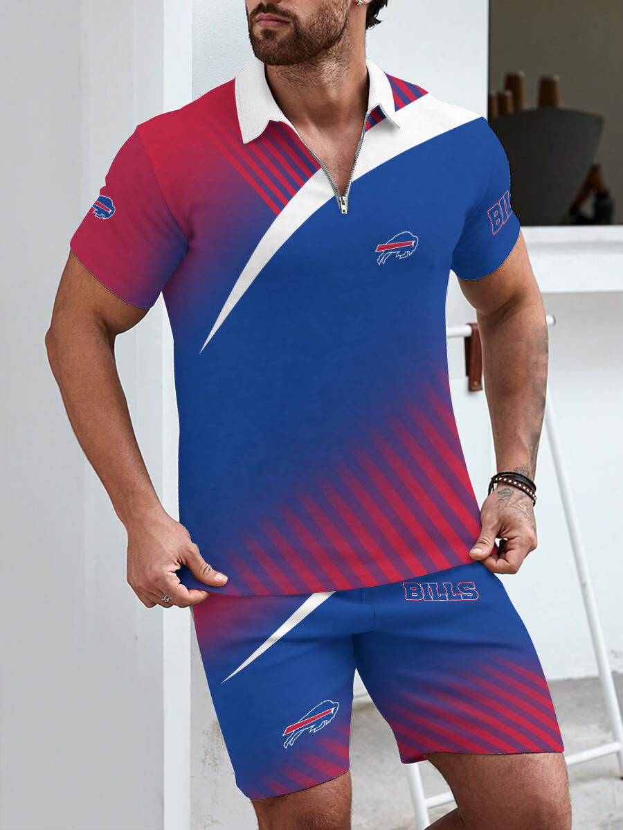 Buffalo Bills Limited Edition ZIP Polo Shirt And Shorts Two-Piece Suits