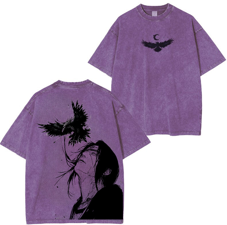 Uchiha - Naruto Anime Double Printed Vintage Washed Tee