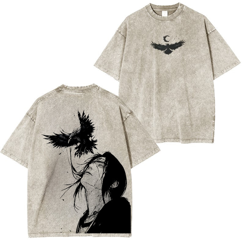 Uchiha - Naruto Anime Double Printed Vintage Washed Tee