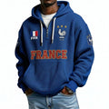 FIFA 2026 France Printed Waffle Quarter Zip Football Fan Hoodie