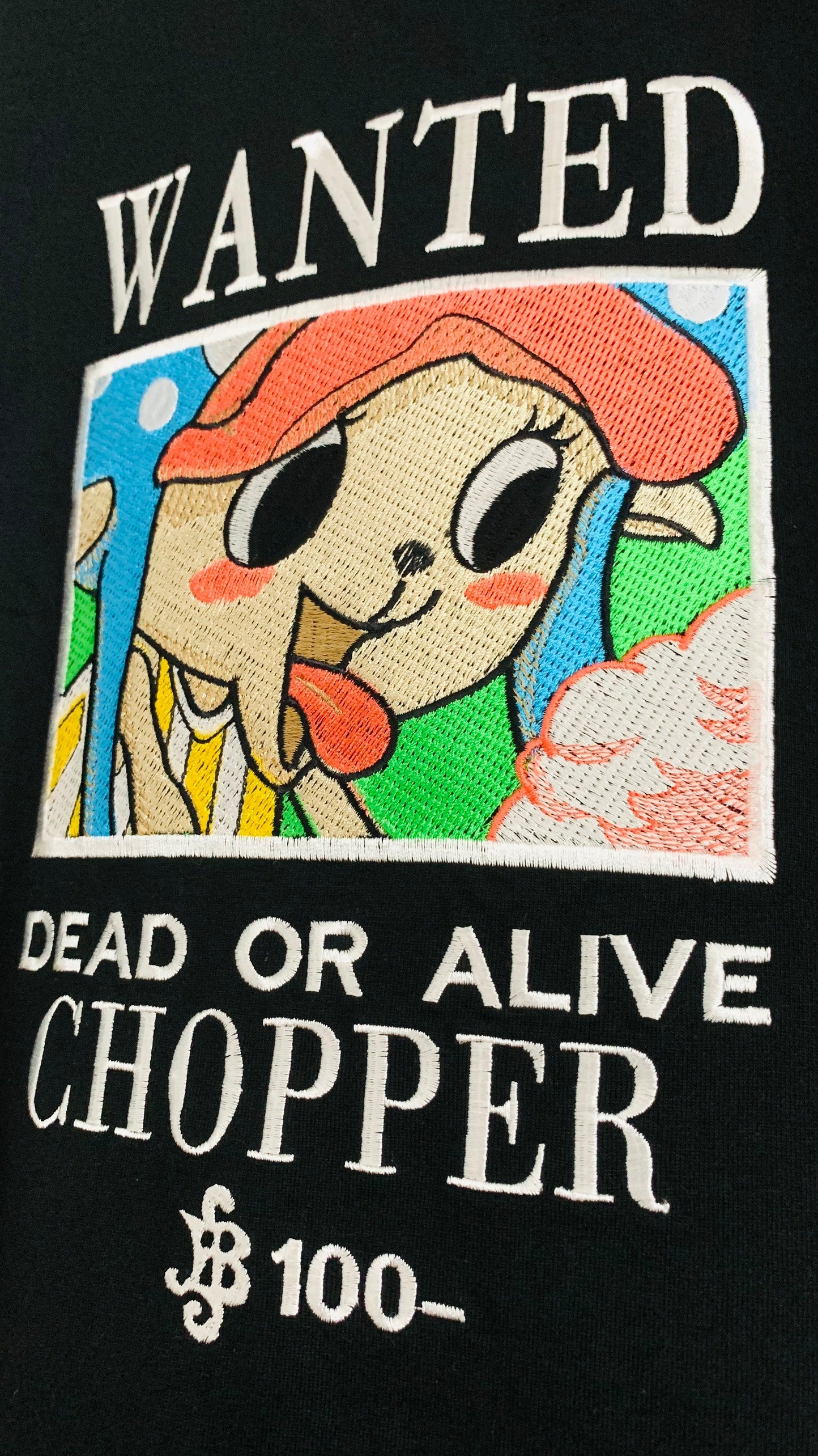 One Piece Chopper Wanted Embroidered Sweater