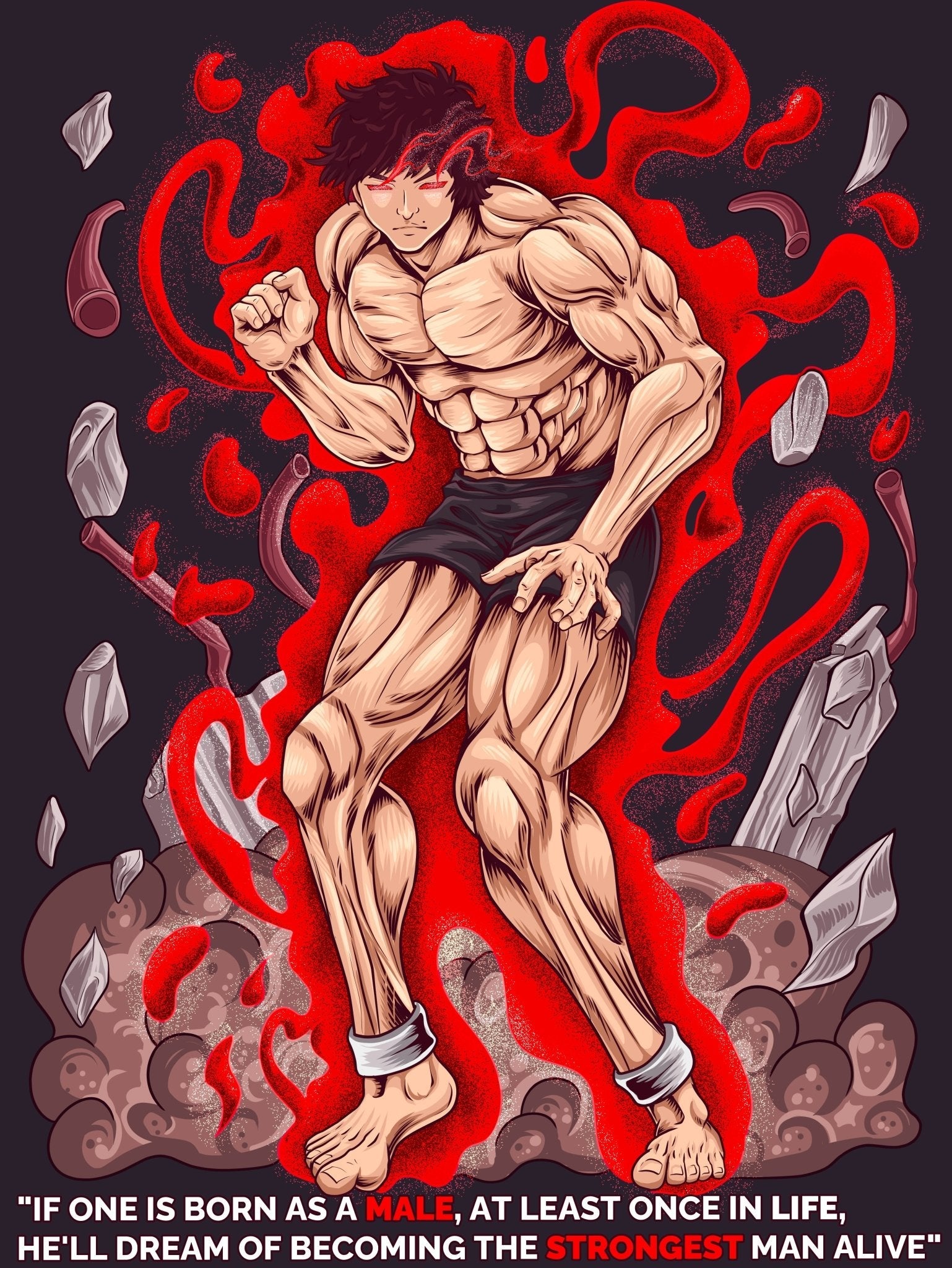 "BAKI x STRONGEST MAN ALIVE" - Heavy Oversized Hoodie
